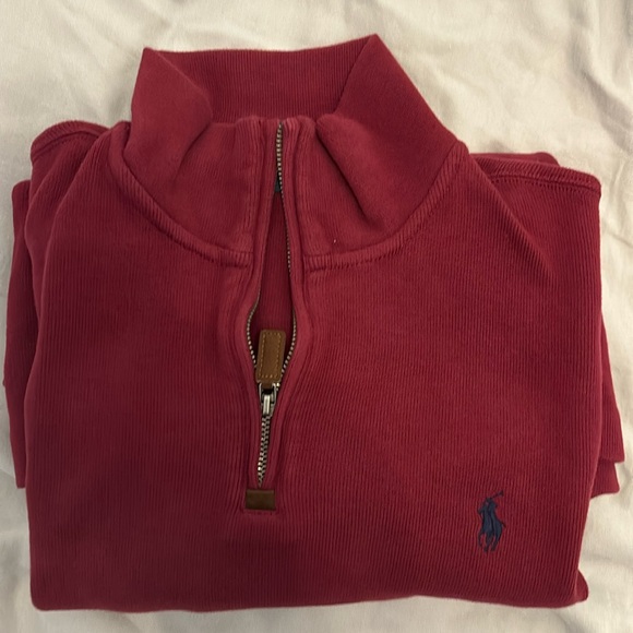 Polo Ralph Lauren Men's Size M Pullover Sweater Quarter Zip Burgendy - Picture 1 of 8